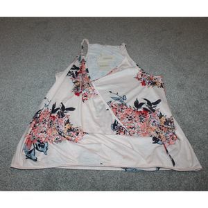 Womens XL Foral Design Crossover Wrap Halter Top New Aorkosor
